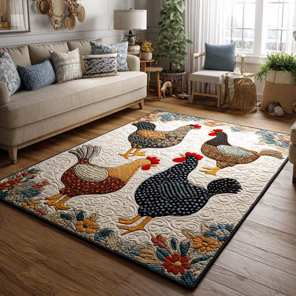 Country Roosters Area Rug - Non-Slip Washable 3D Print Rug for Living Room & BedroomTVC2108341