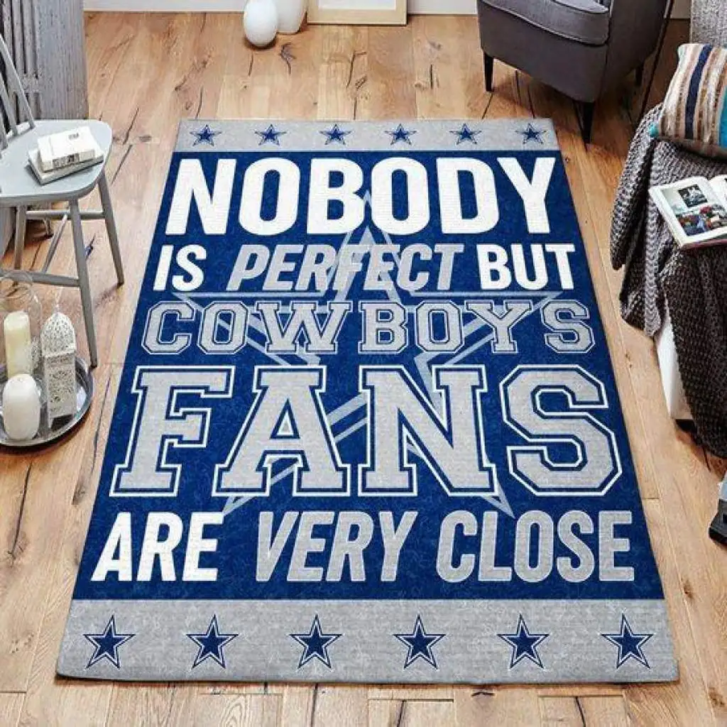 Cowboys Fans Rug Ideal for Sports Enthusiasts Room Decor Blue and White