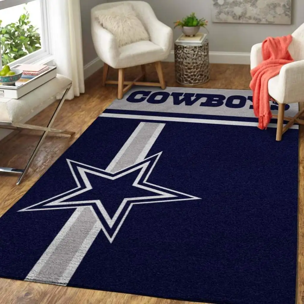 Cowboys Star Area Rug for Stylish Living Room Decor Blue and White