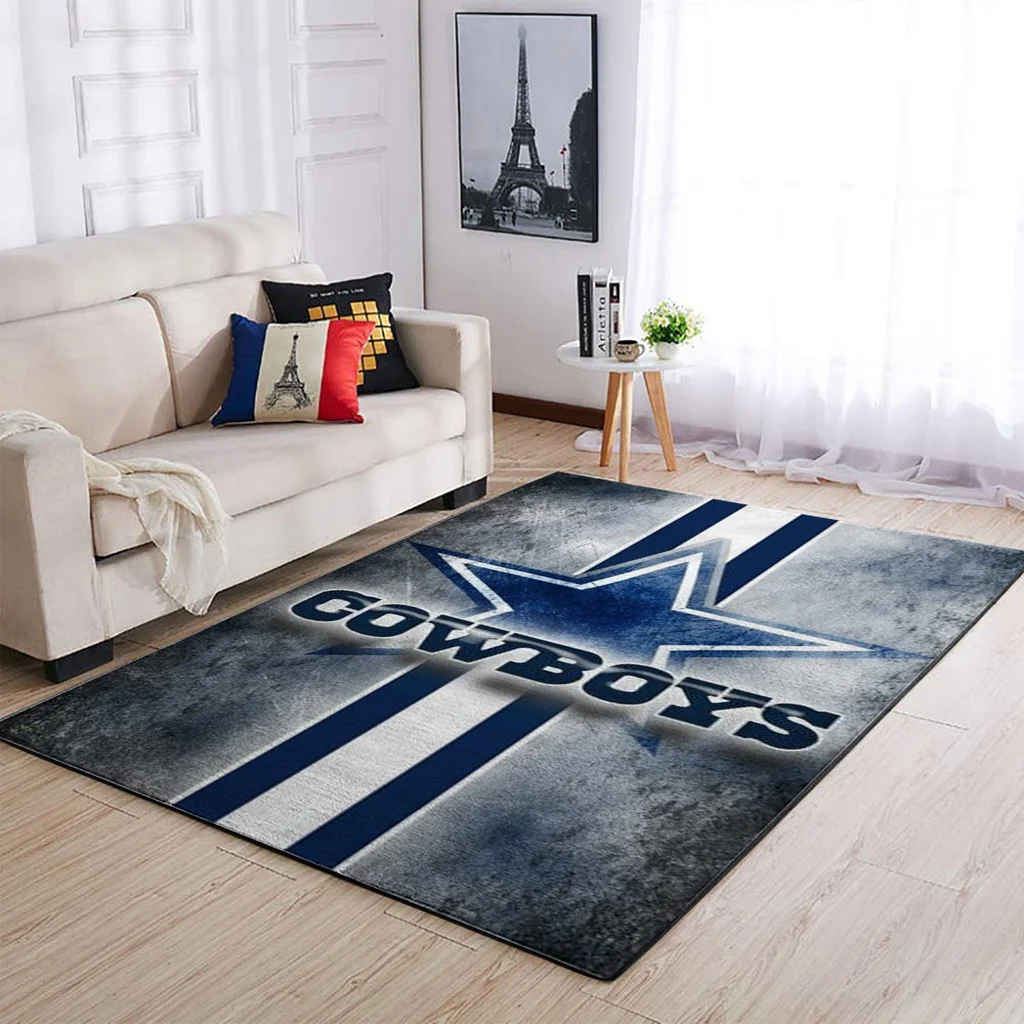 Cowboys Star Pattern Rug for Stylish Living Room Decor Blue and Gray