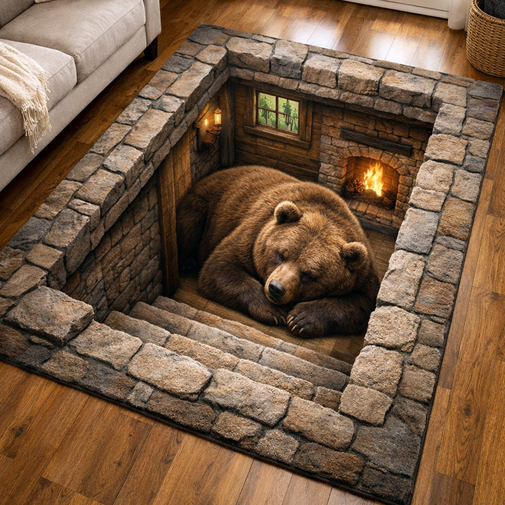 Cozy Bear Area Rug - Non-Slip Washable 3D Print Rug for Living Room & BedroomTVC2108341