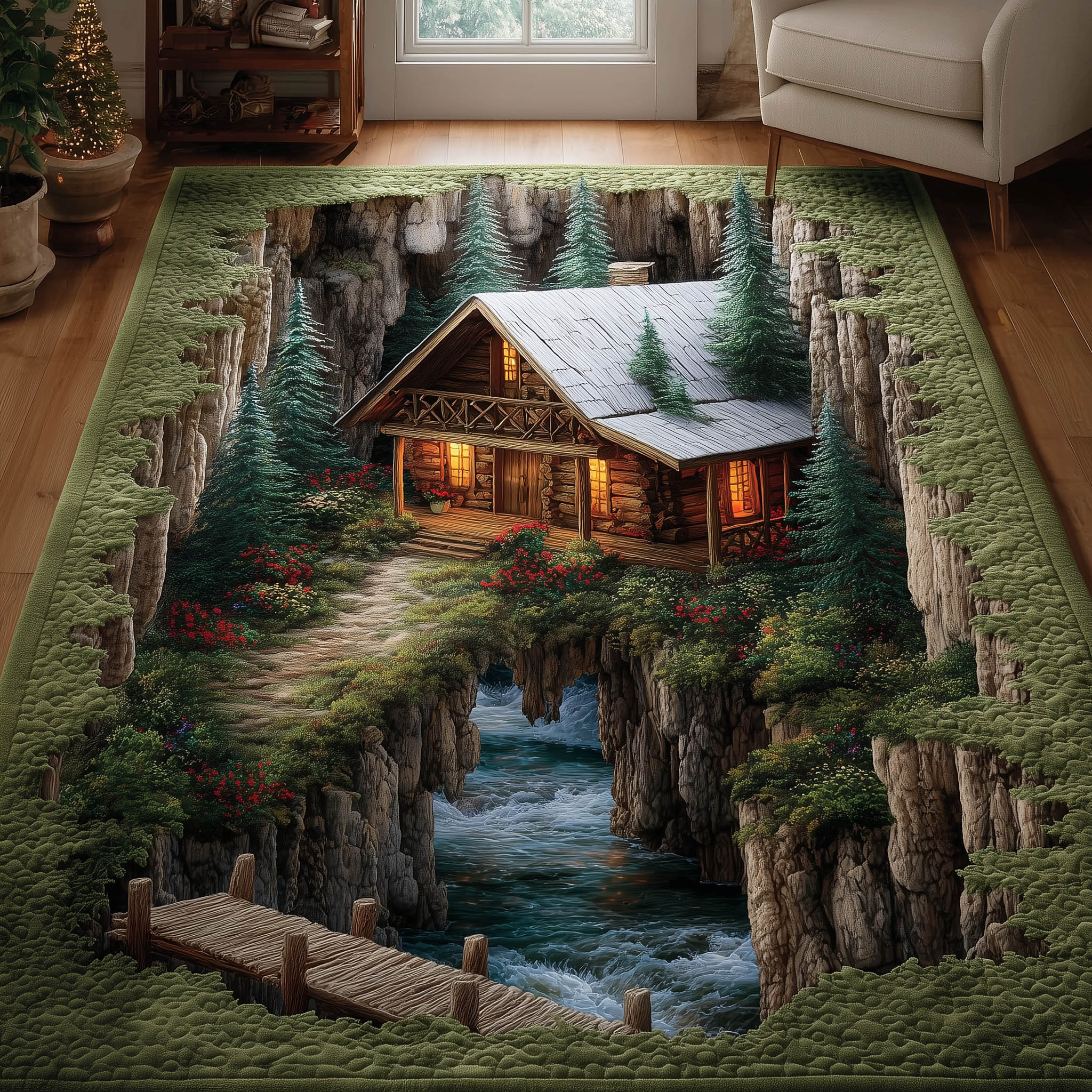 Cozy Cabin Area Rug - Non-Slip Washable 3D Print Rug for Living Room & BedroomTVC2108422