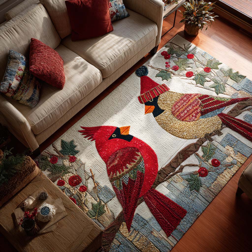 Cozy Cardinal Area Rug - Non-Slip Washable 3D Print Rug for Living Room & BedroomTVC2108341