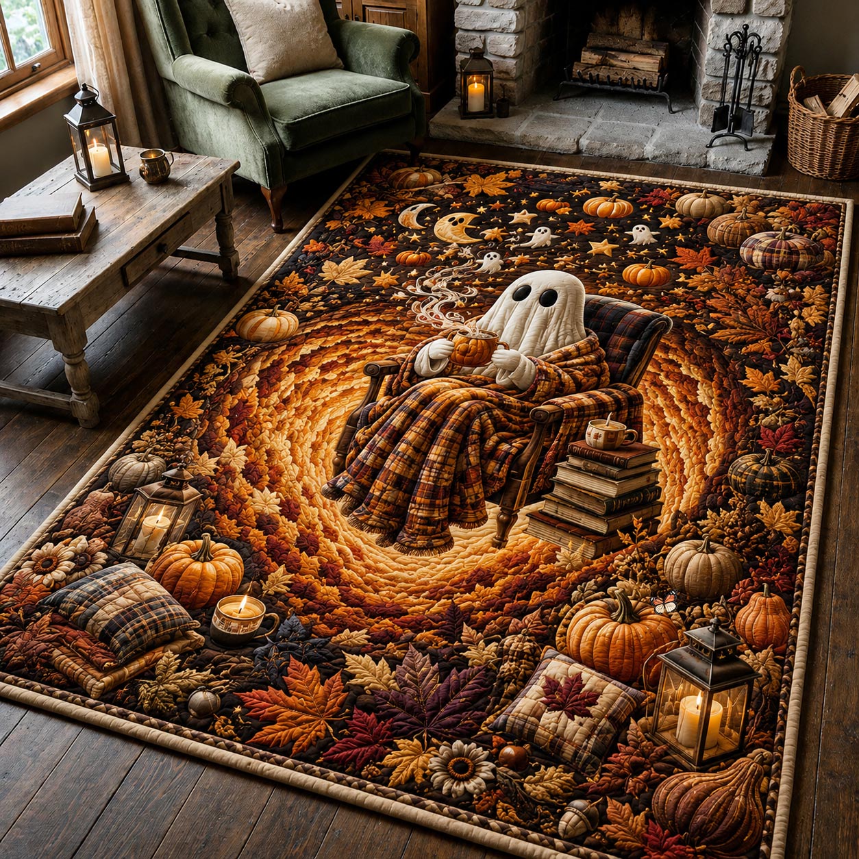 Cozy Ghost Halloween Area Rug - Non-Slip Washable 3D Print Rug for Living Room & BedroomTVC2108422