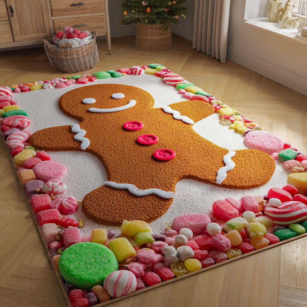 Cozy Gingerbread Comfort Area Rug - Non-Slip Washable 3D Print Rug for Living Room & BedroomTVC2108340