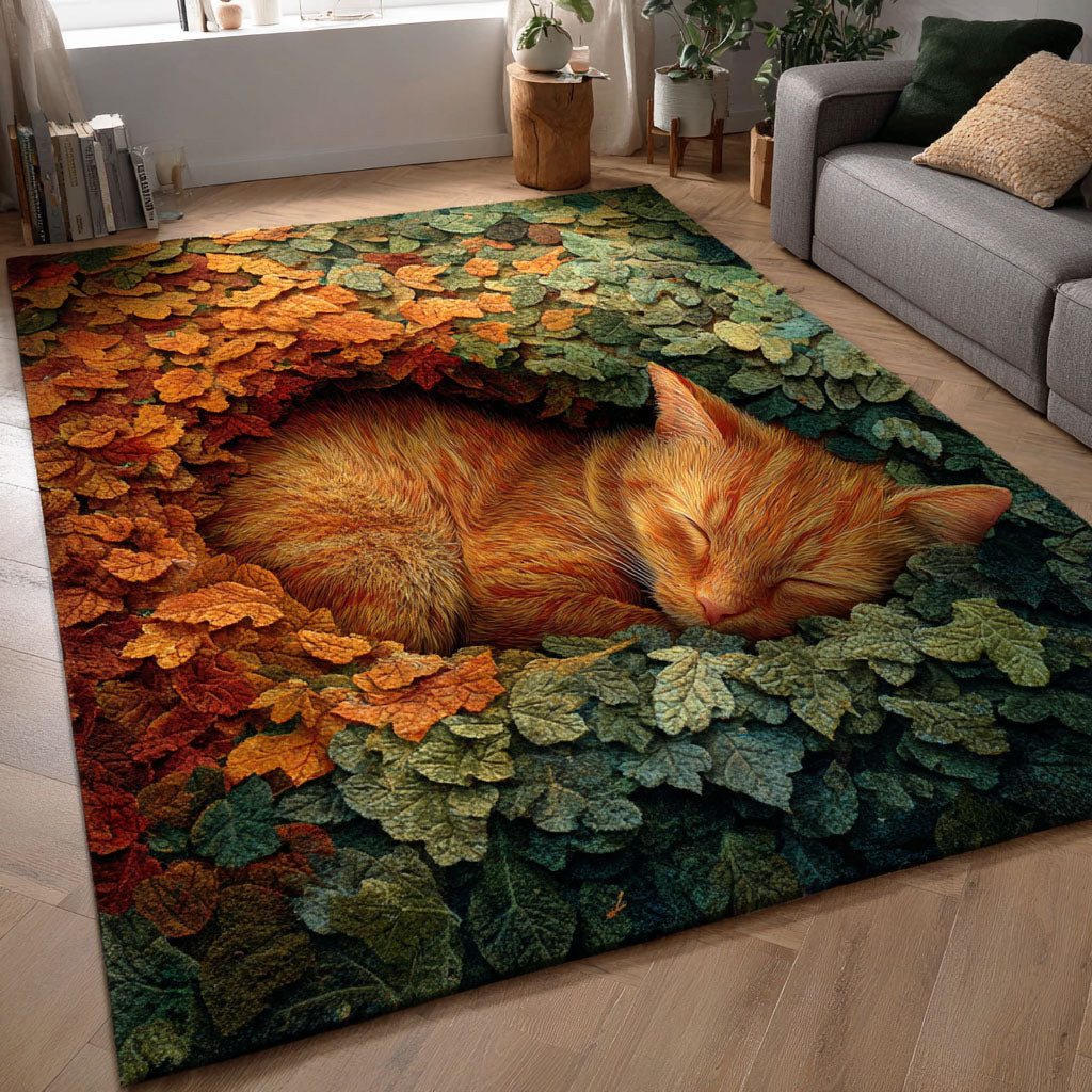 Cozy Sleeping Cat Area Rug - Non-Slip Washable 3D Print Rug for Living Room & BedroomTVC2108340