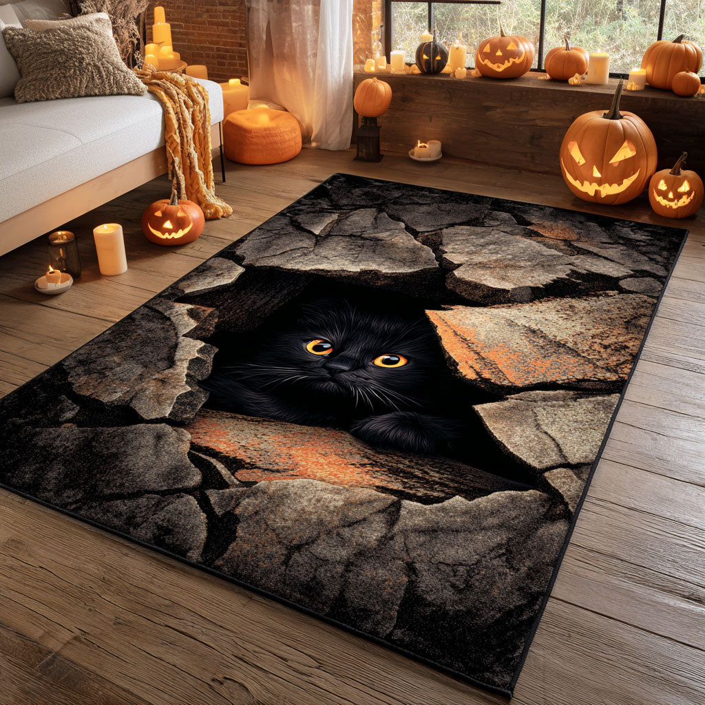 Cracked Ground Cat Area Rug - Non-Slip Washable 3D Print Rug for Living Room & BedroomTVC2108340