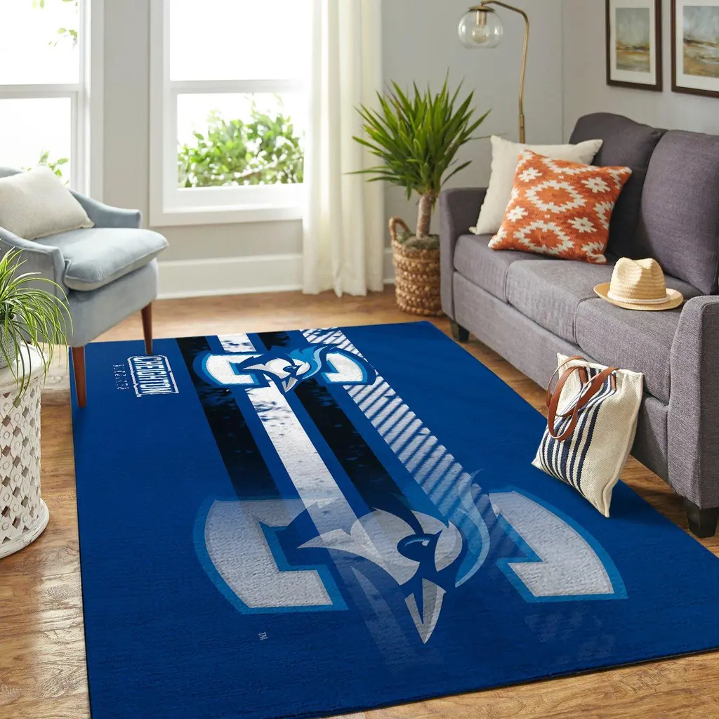 Creighton University Bluejays Area Rug for Living Room Blue and White