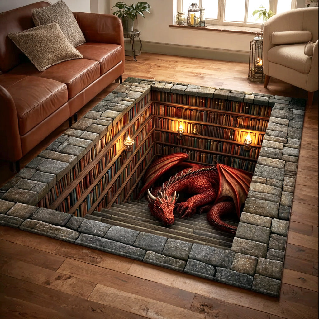 Crimson Dragon Area Rug - Non-Slip Washable 3D Print Rug for Living Room & BedroomTVC2108340