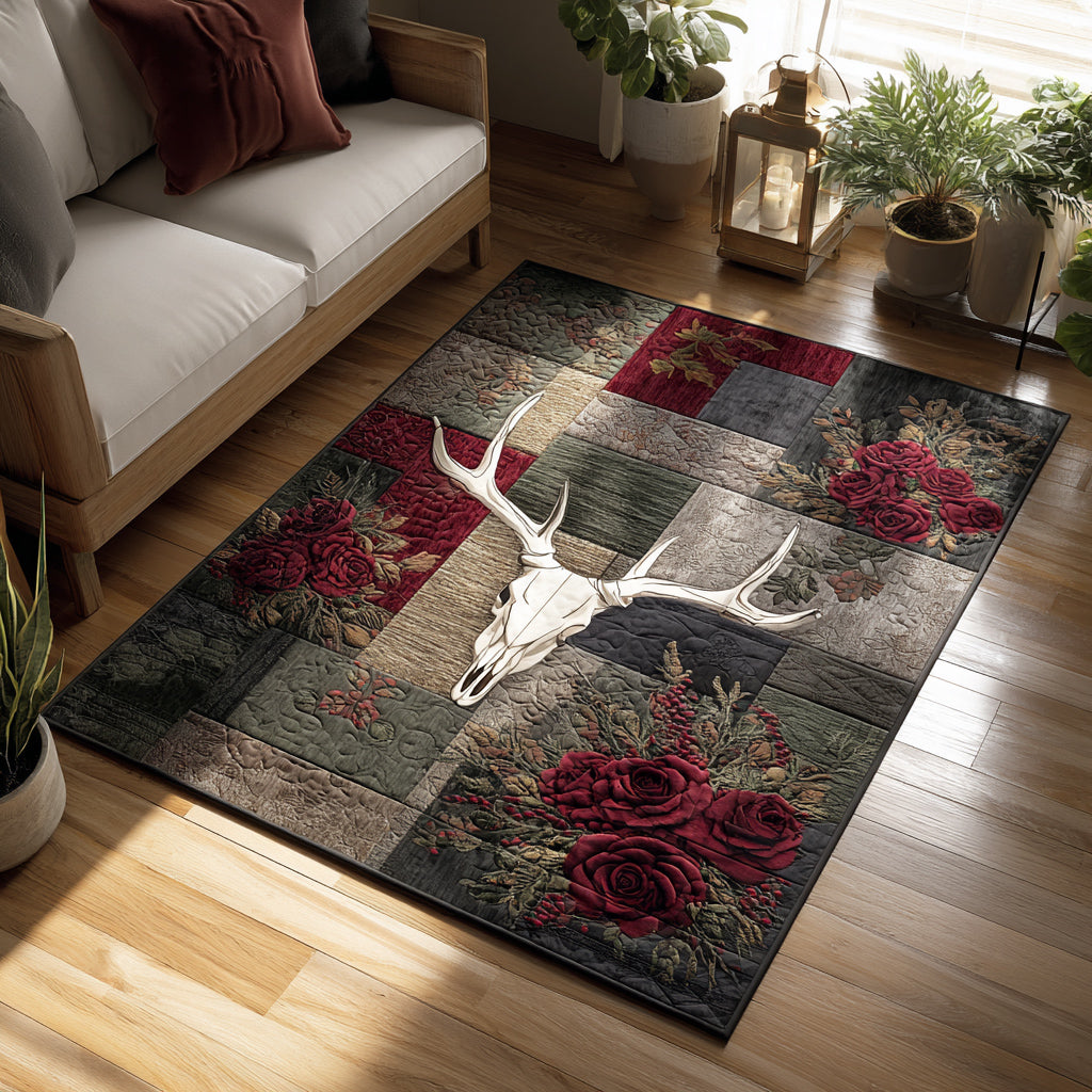 Crimson Longhorn Bloom Area Rug - Non-Slip Washable 3D Print Rug for Living Room & BedroomTVC2108339