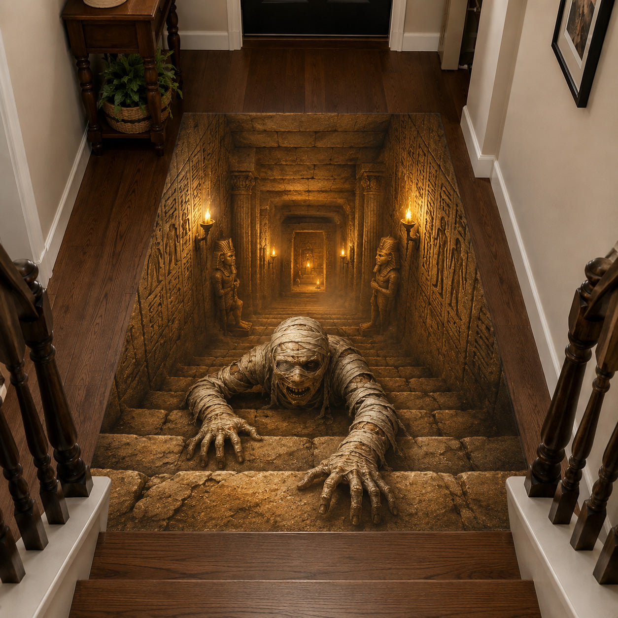 Cursed Stairwell Area Rug - Non-Slip Washable 3D Print Rug for Living Room & BedroomTVC2108339