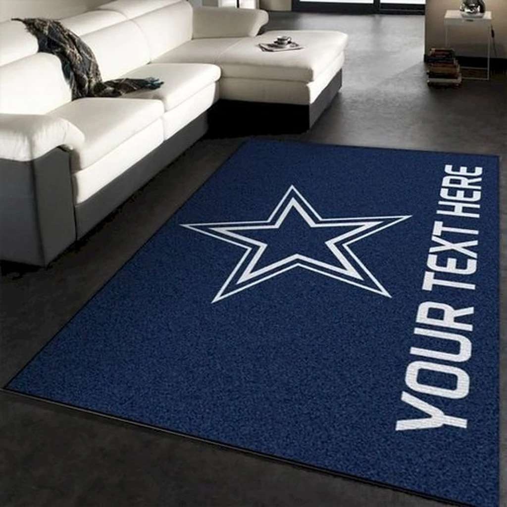 Customizable Area Rug with Star Design for Living Rooms Blue and White
