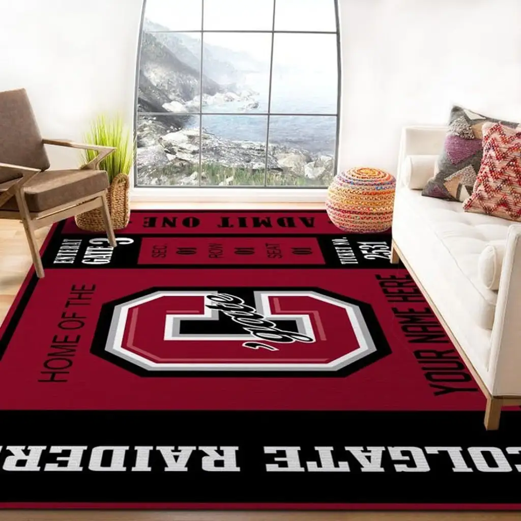 Customizable College Team Logo Area Rug for Home Black and Red