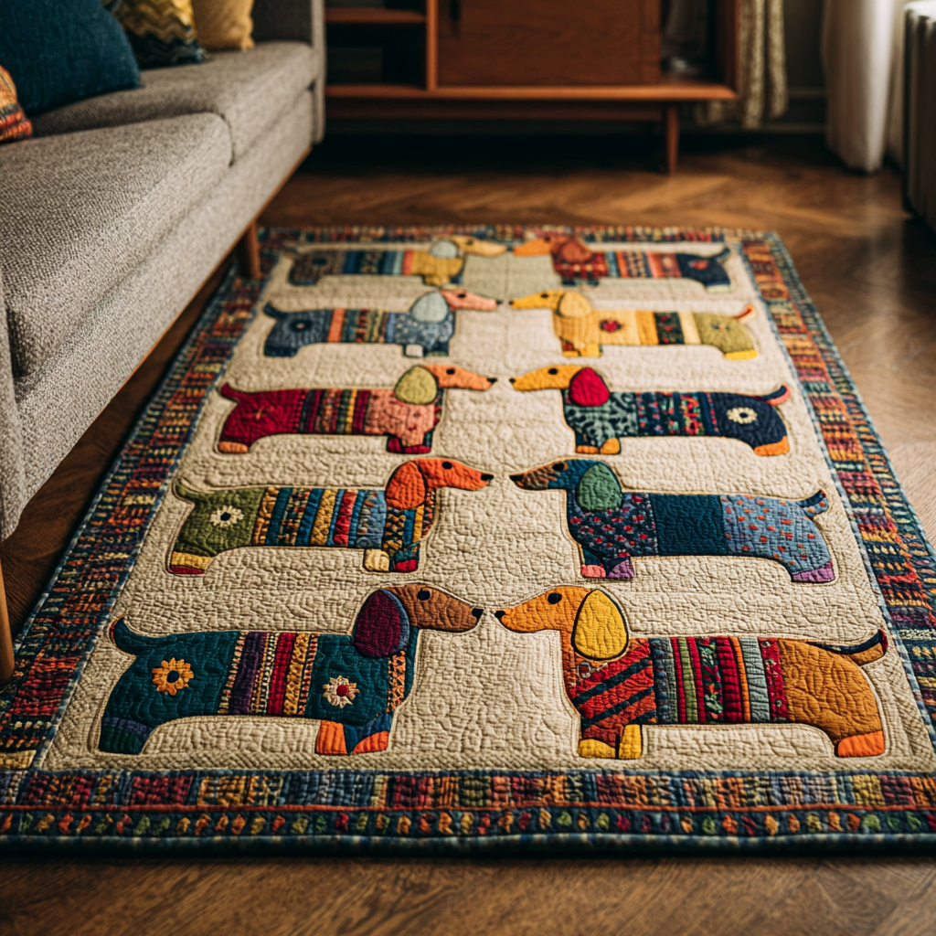 Dachshund Parade Area Rug - Non-Slip Washable 3D Print Rug for Living Room & BedroomTVC2108339