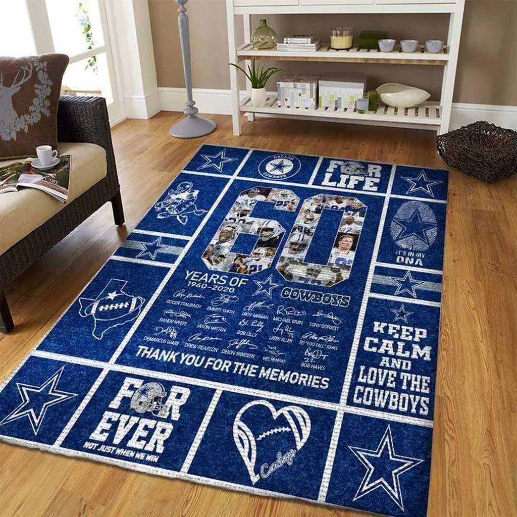 Dallas Cowboys Rug - 60 Year Memory Collectible Blue and White