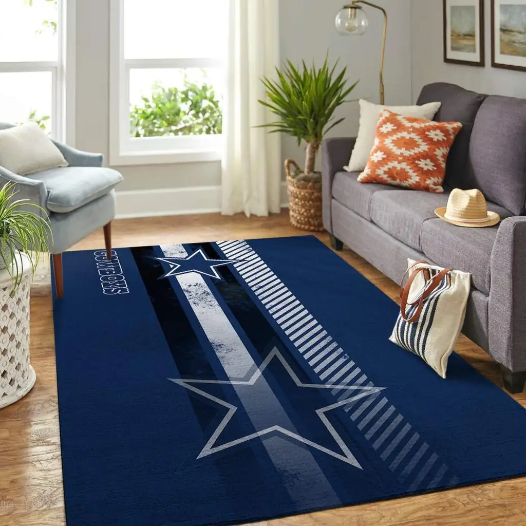 Dallas Cowboys Rug - Area for Living Room Decoration Blue and White