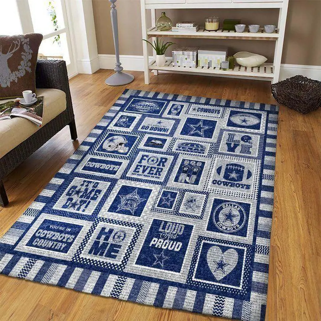Dallas Cowboys Rug - Area Perfect for Sports Fans Home Blue and White