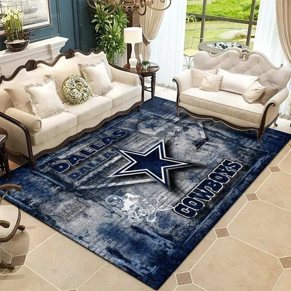 Dallas Cowboys Rug - Area Soft Comfortable Floor Carpet Blue and White