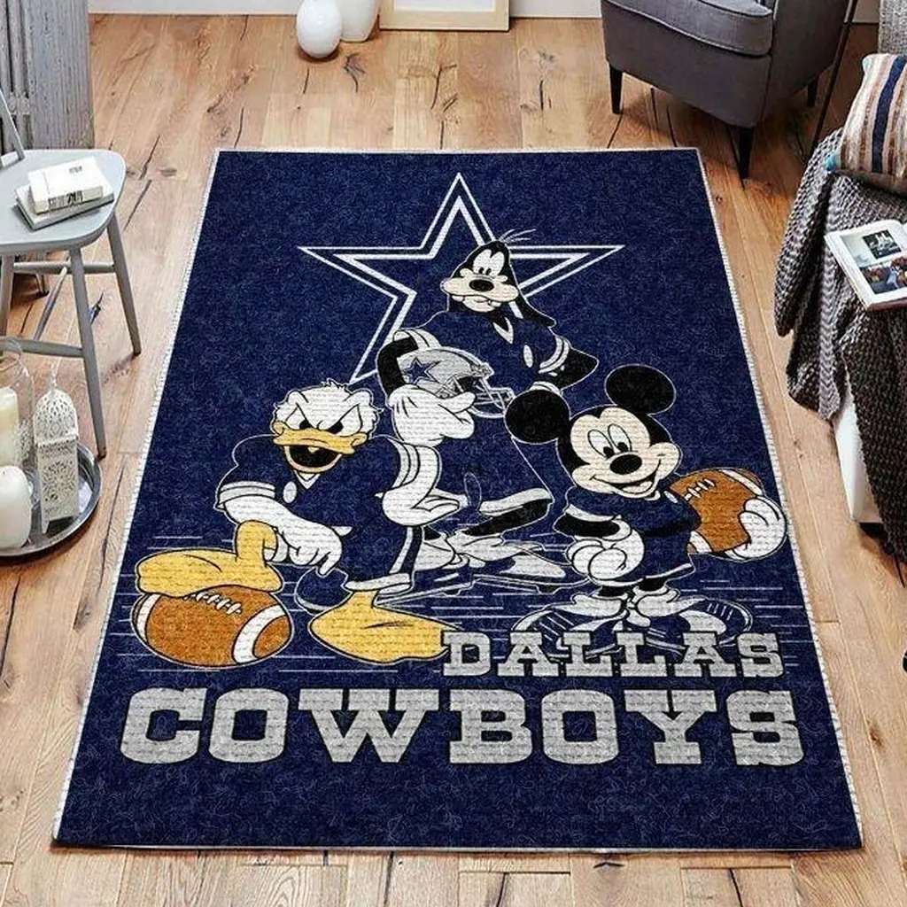 Dallas Cowboys Rug - Cartoon Character Area for Kids Room Blue and White