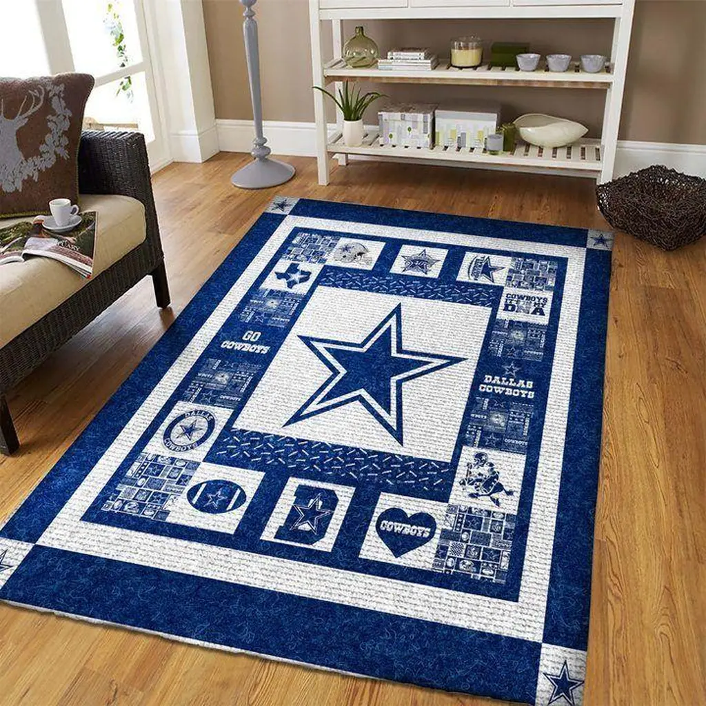 Dallas Cowboys Rug - Football Area for Fans Blue and White