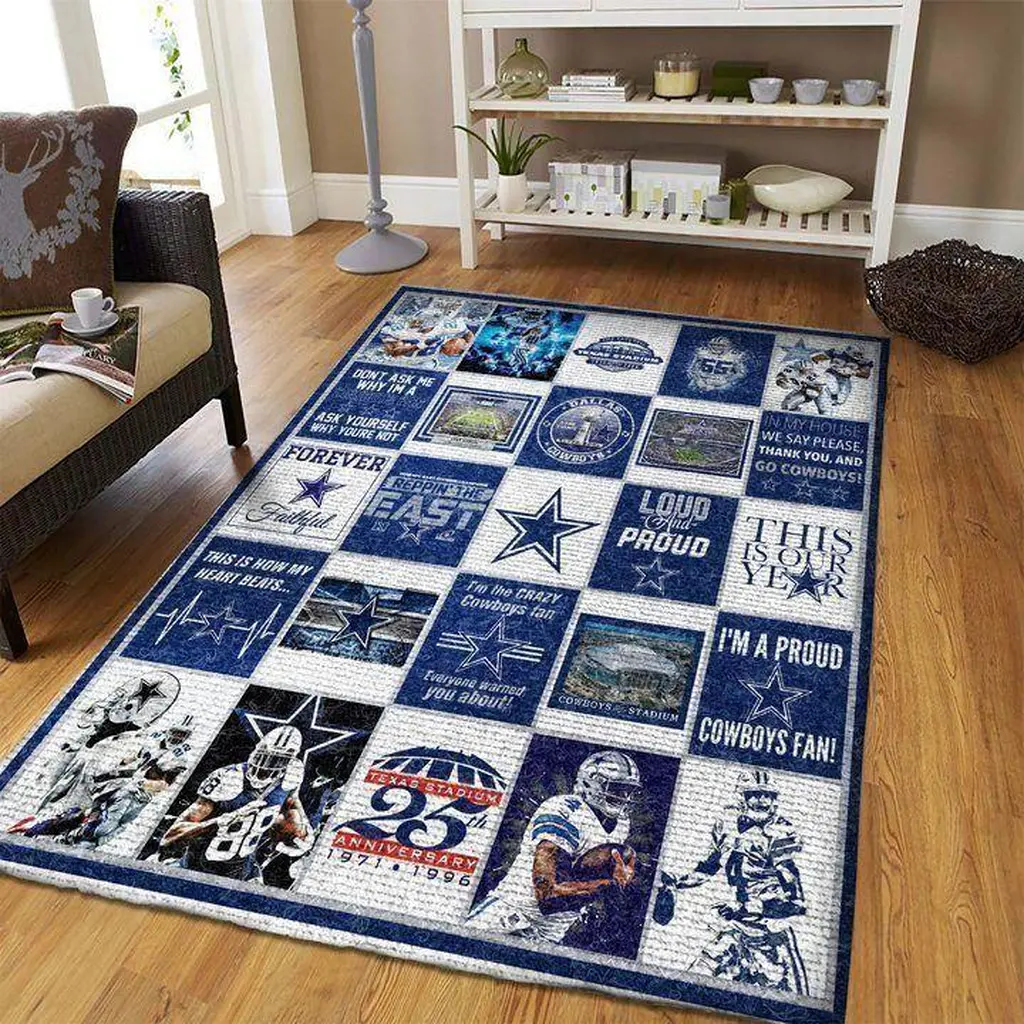 Dallas Cowboys Rug - Football Fan Area for Home Blue and White