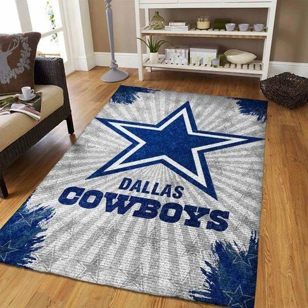Dallas Cowboys Rug - Football Fan for Home Decor Blue and White