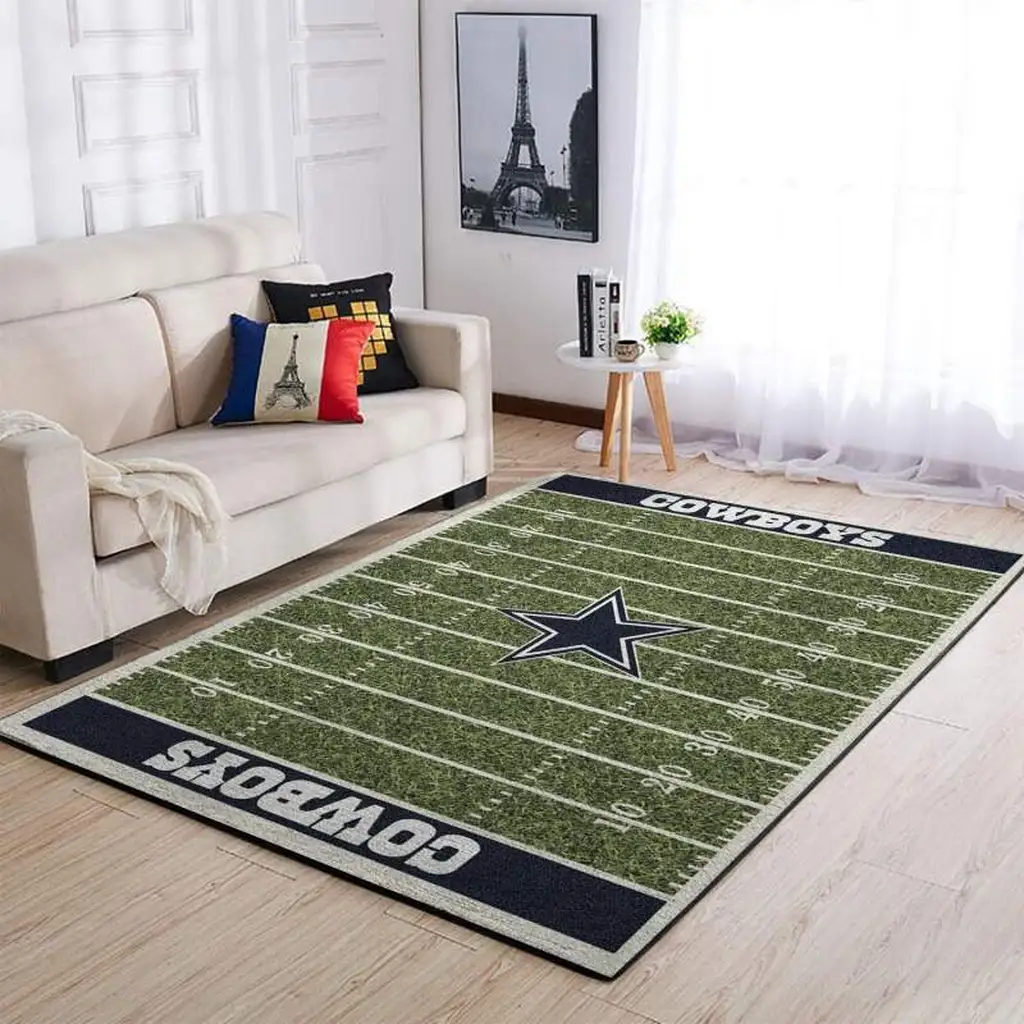 Dallas Cowboys Rug - Football Field Area for Living Room Blue and Green