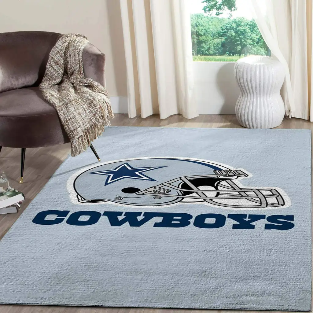 Dallas Cowboys Rug - Football Helmet Area for Fans Blue and Gray