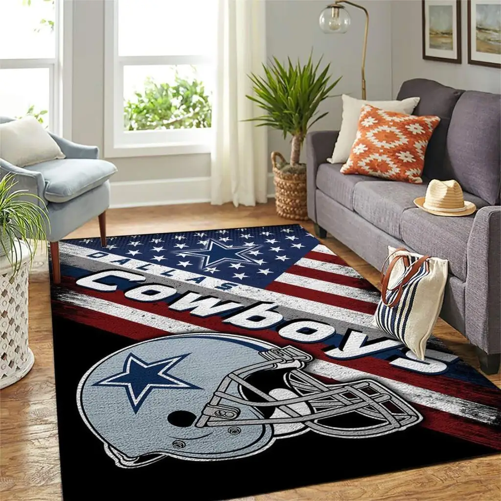 Dallas Cowboys Rug - Football Helmet Area for Fans Blue and White
