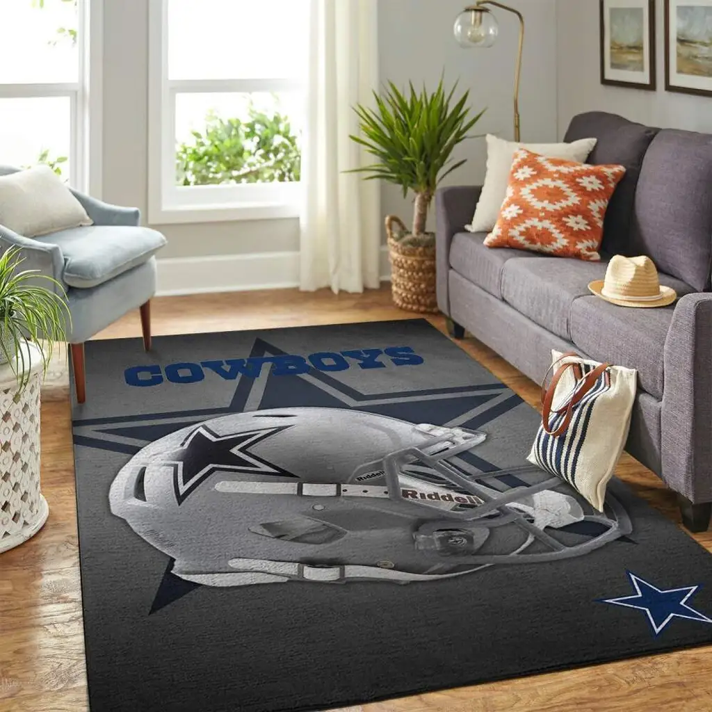 Dallas Cowboys Rug - Football Helmet for Living Room Decor Blue and Gray