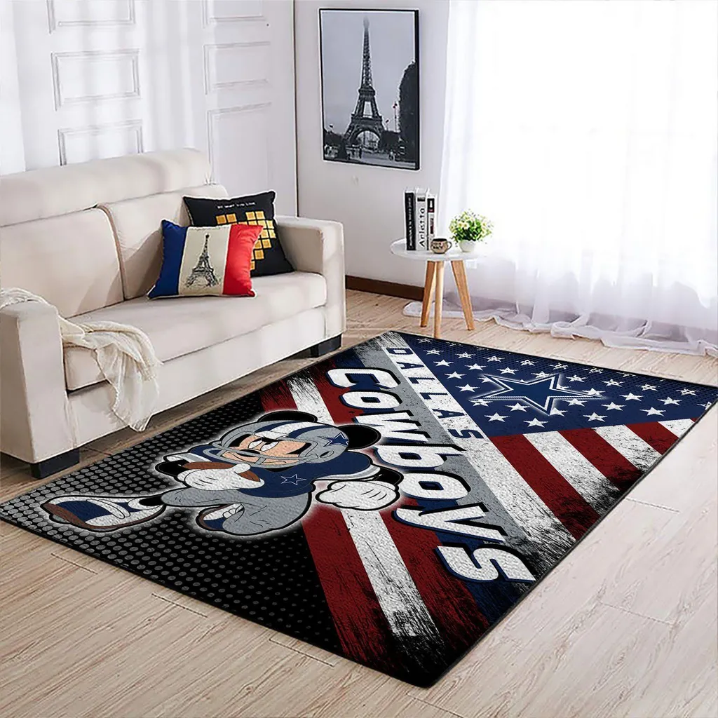 Dallas Cowboys Rug - Football Team Decor for Fans Blue and Red
