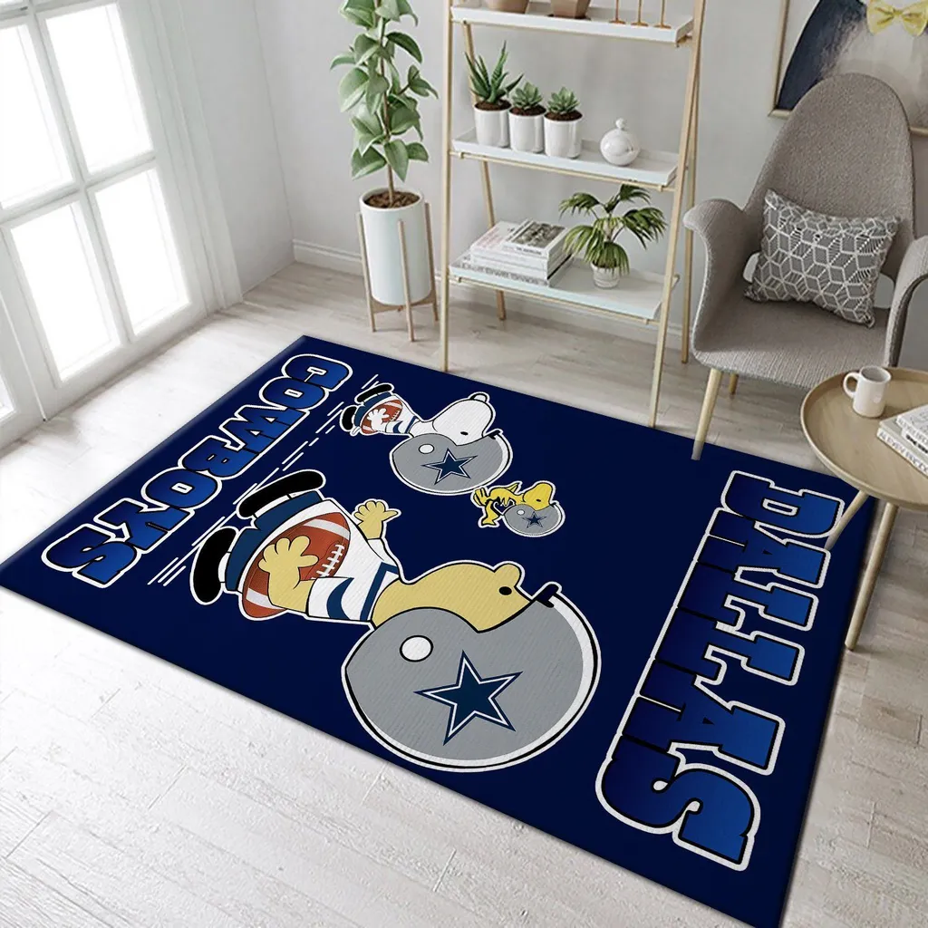 Dallas Cowboys Rug - Snoopy Kids Area Football Room Decor Blue and Gray