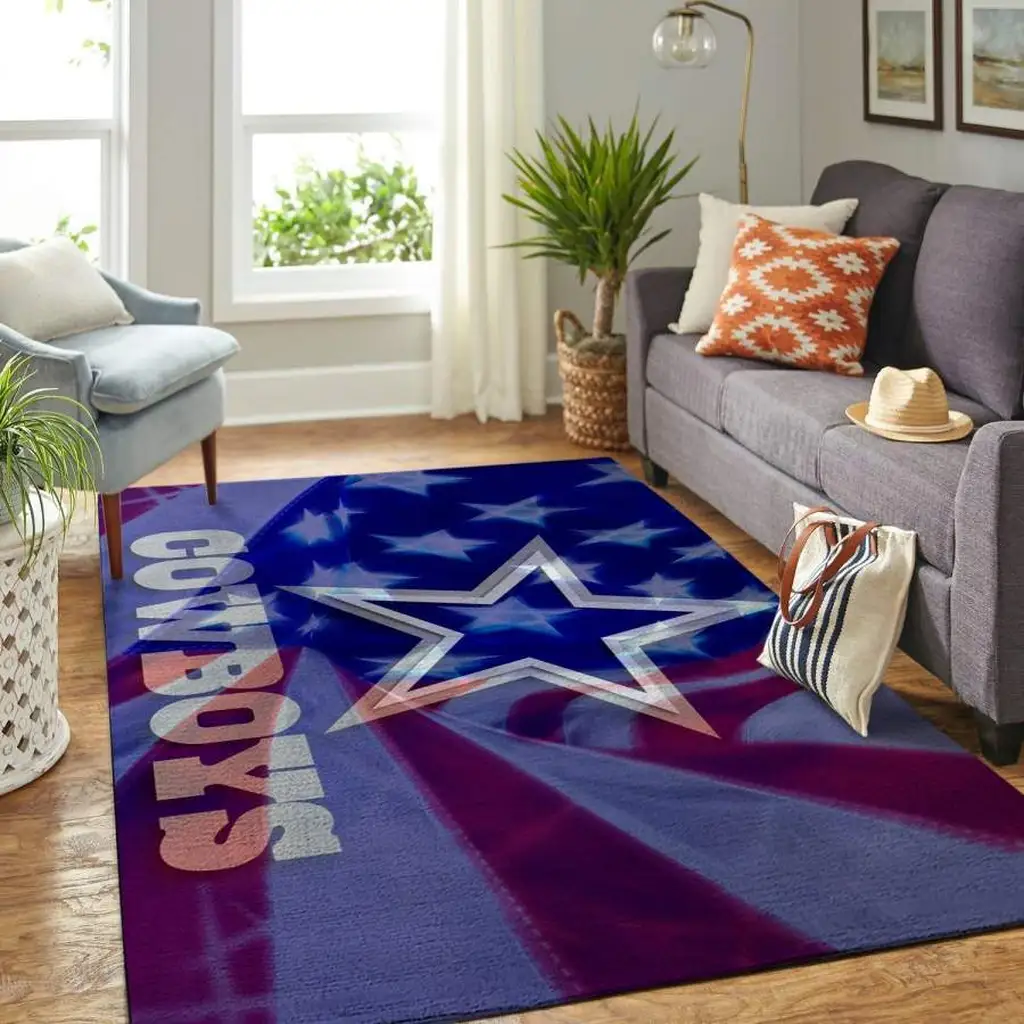Dallas Cowboys Rug - Star for Living Room Floor Decor Blue and White