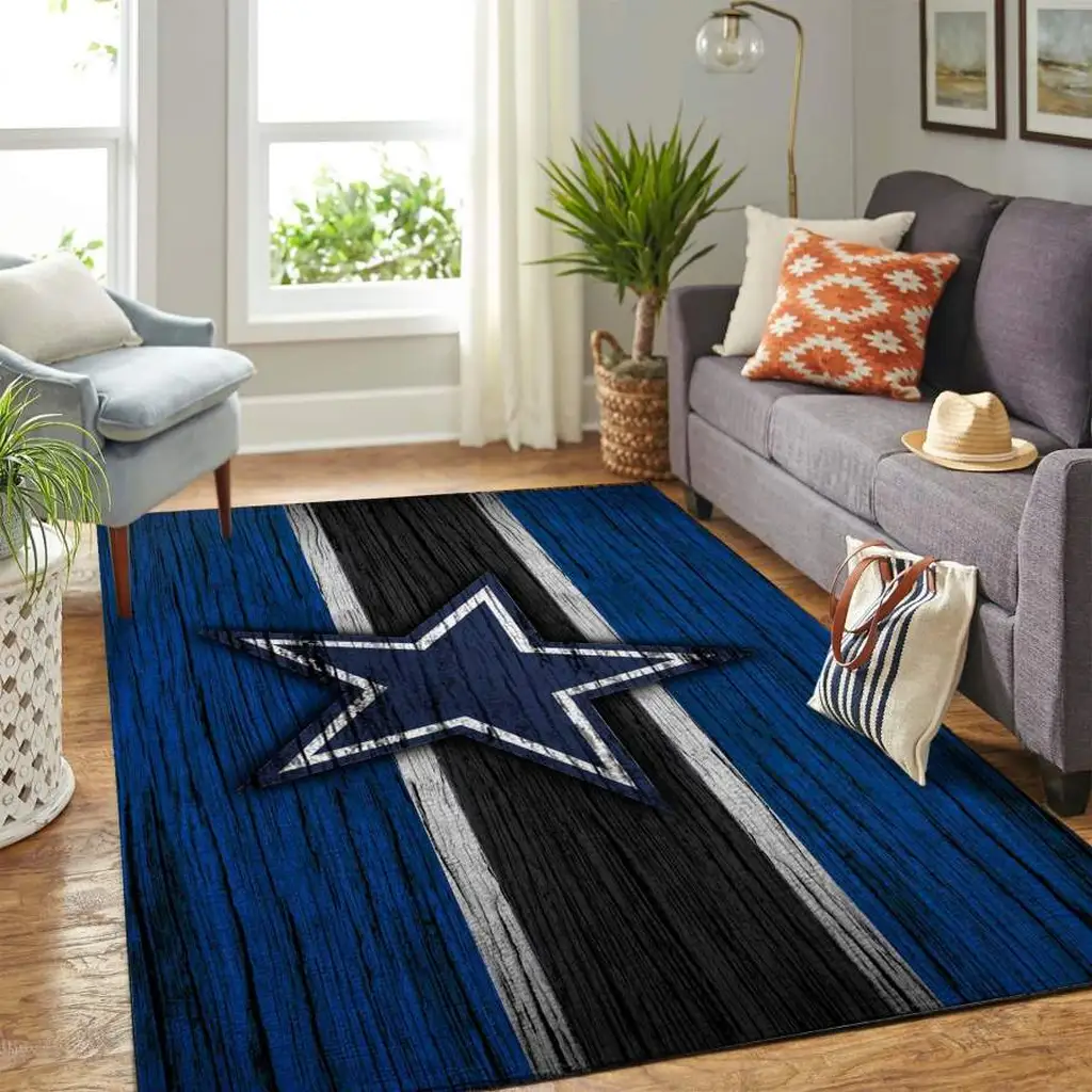 Dallas Cowboys Rug - Striped Area for Living Room Black and Blue