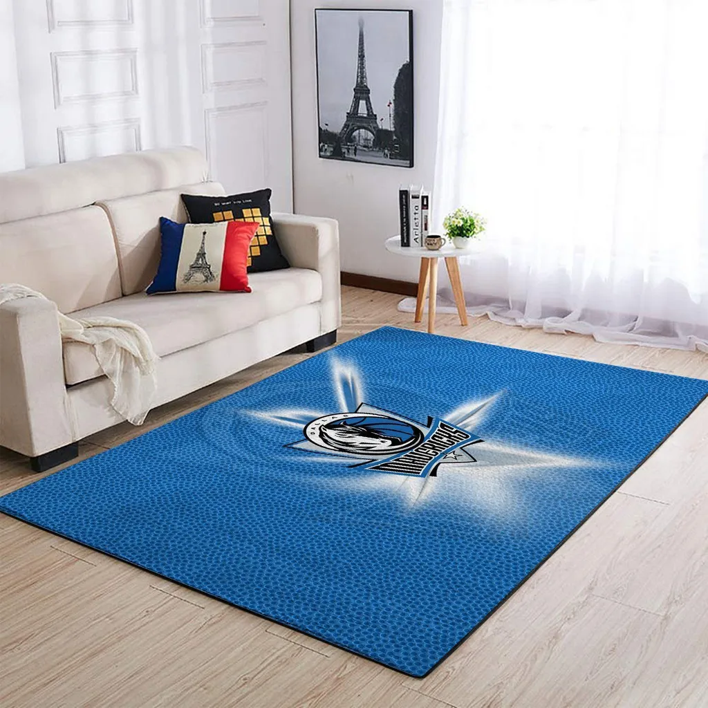 Dallas Mavericks Rug - Basketball Area Floor Mat Blue and White