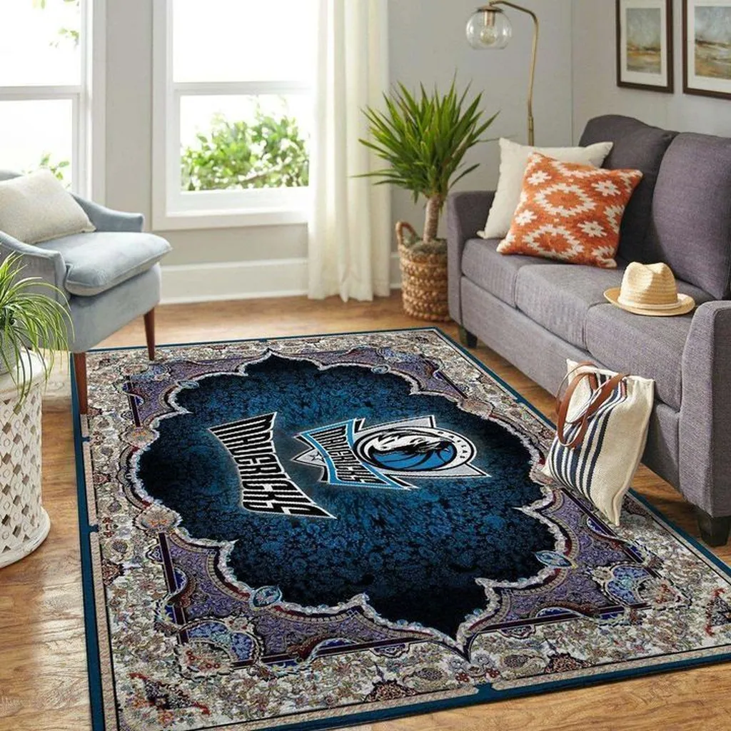 Dallas Mavericks Rug - Basketball for Home and Office Black and Blue