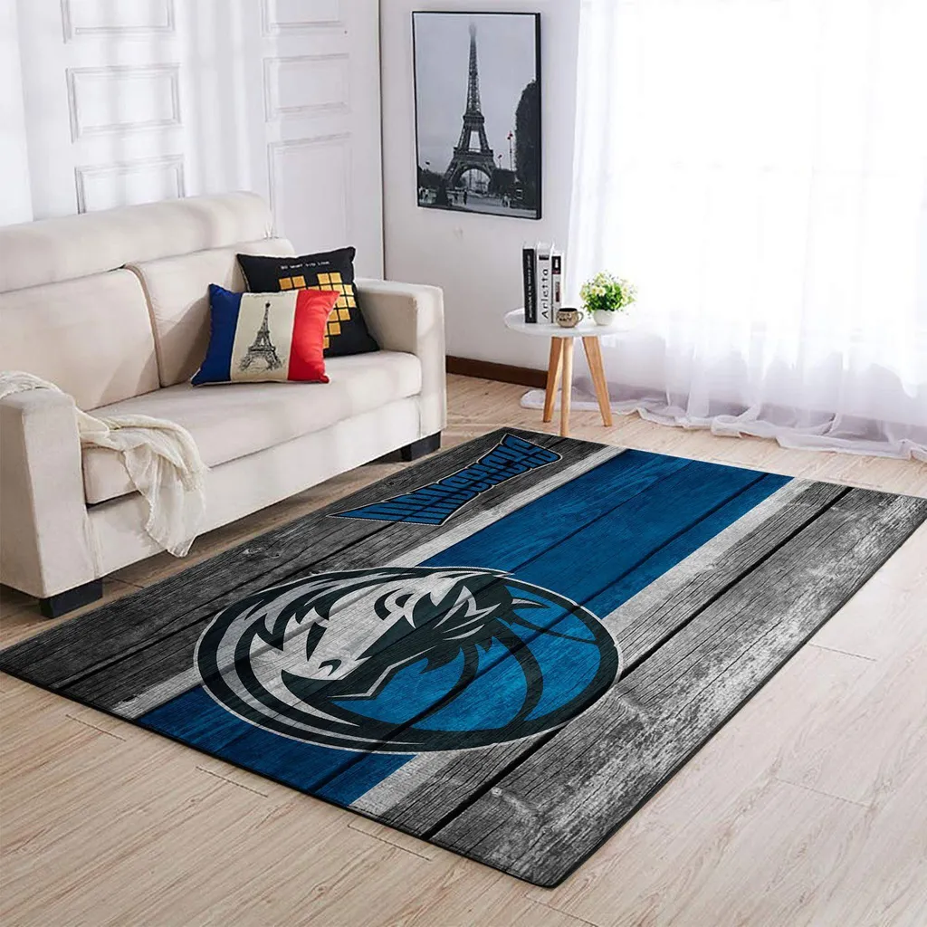 Dallas Mavericks Rug - Basketball Team Logo for Living Room Decor Blue and Gray