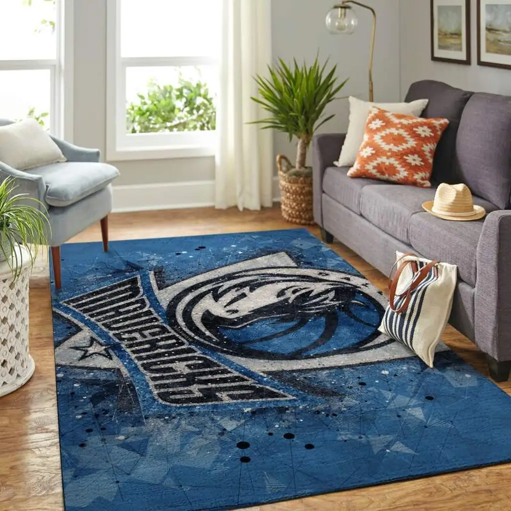 Dallas Mavericks Rug - for Modern Living Room Decor Blue and Yellow