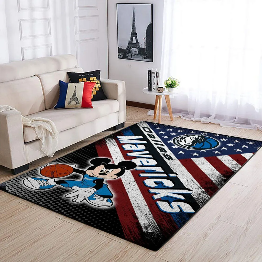 Dallas Mavericks Rug - Kids Room Basketball Design Black and Blue