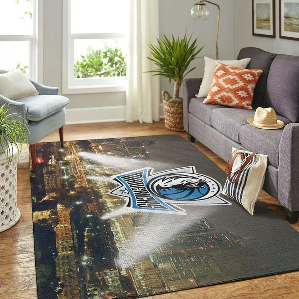 Dallas Mavericks Rug - NBA Inspired Living Room Area Black and Blue