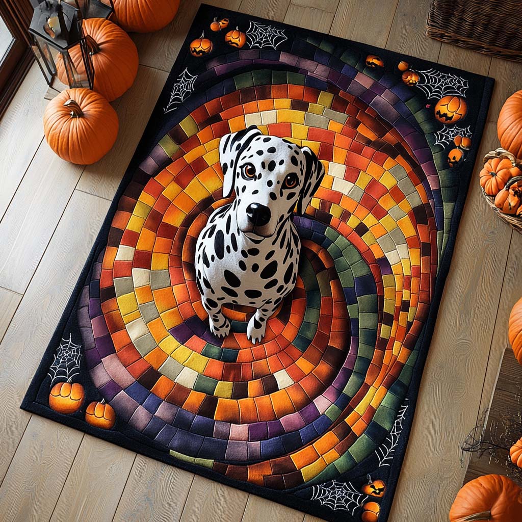 Dalmatian Pumpkin Spiral Halloween Area Rug - Non-Slip Washable 3D Print Rug for Living Room & BedroomTVC2108338