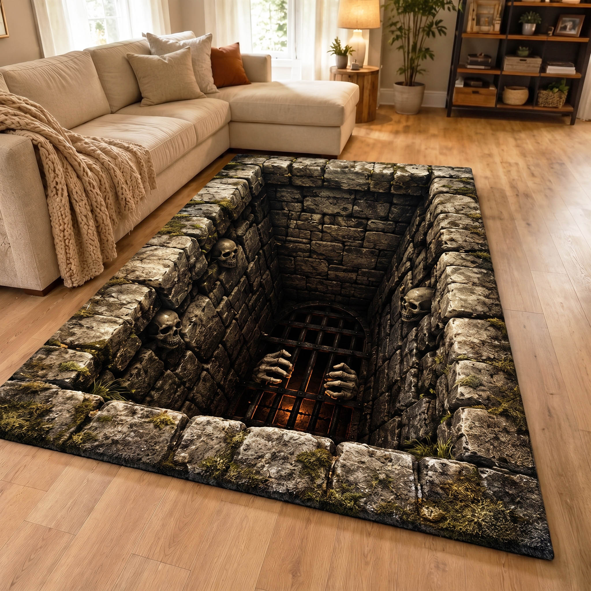 Dark Descent Area Rug - Non-Slip Washable 3D Print Rug for Living Room & BedroomTVC2108338