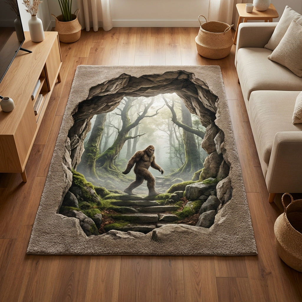 Dark Footprint Area Rug - Non-Slip Washable 3D Print Rug for Living Room & BedroomTVC2108338