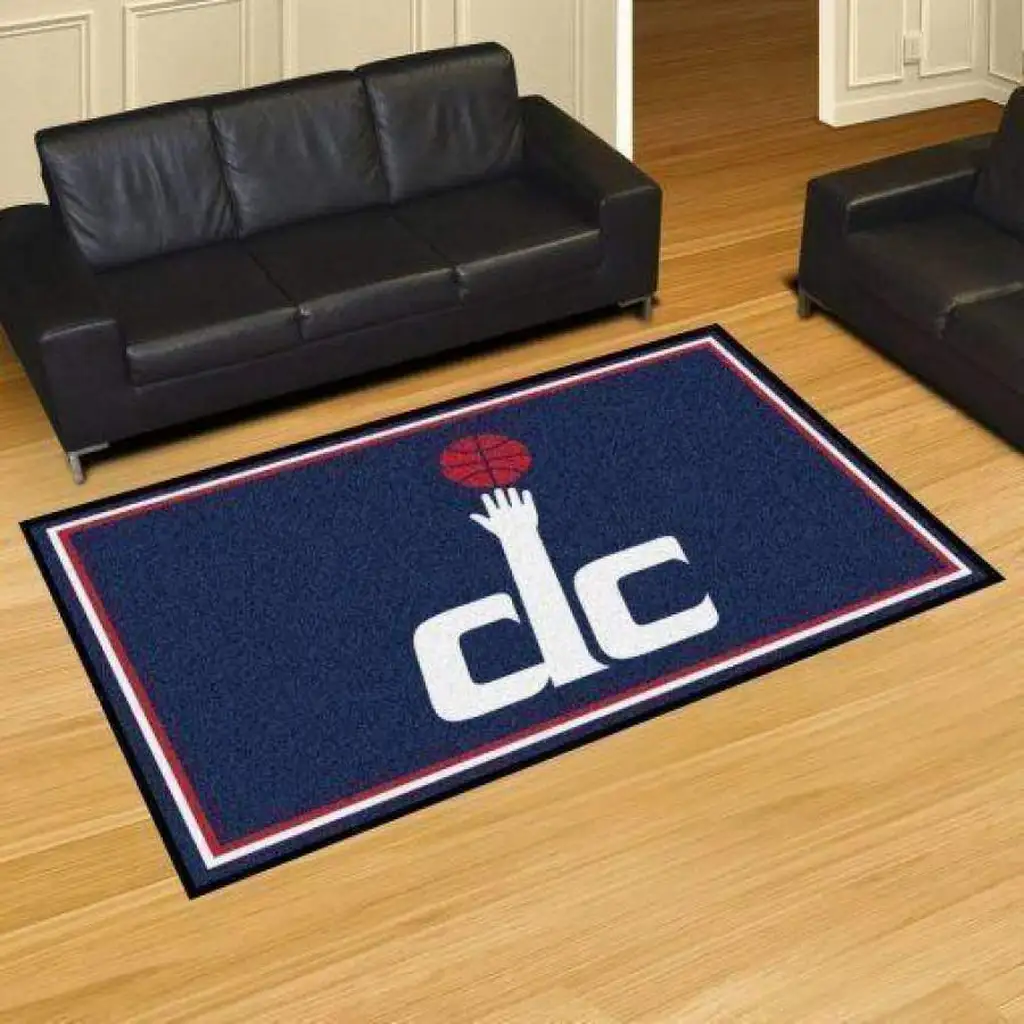 DC Basketball Logo Area Rug for Living Room Decor Blue and White