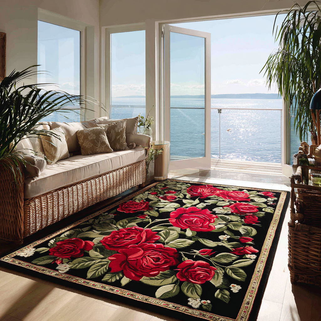 Deep Blossom Area Rug - Non-Slip Washable 3D Print Rug for Living Room & BedroomTVC2108338