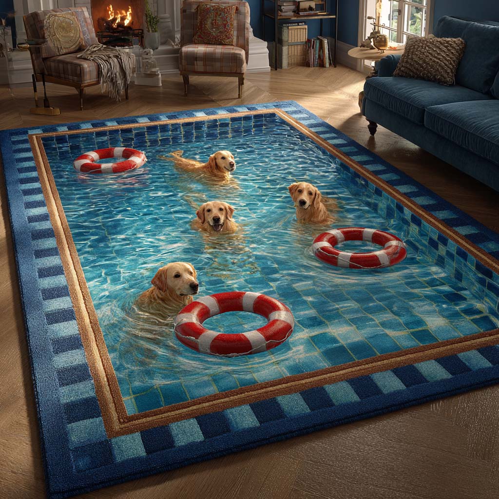 Deep Golden Retriever Area Rug - Non-Slip Washable 3D Print Rug for Living Room & BedroomTVC2108338