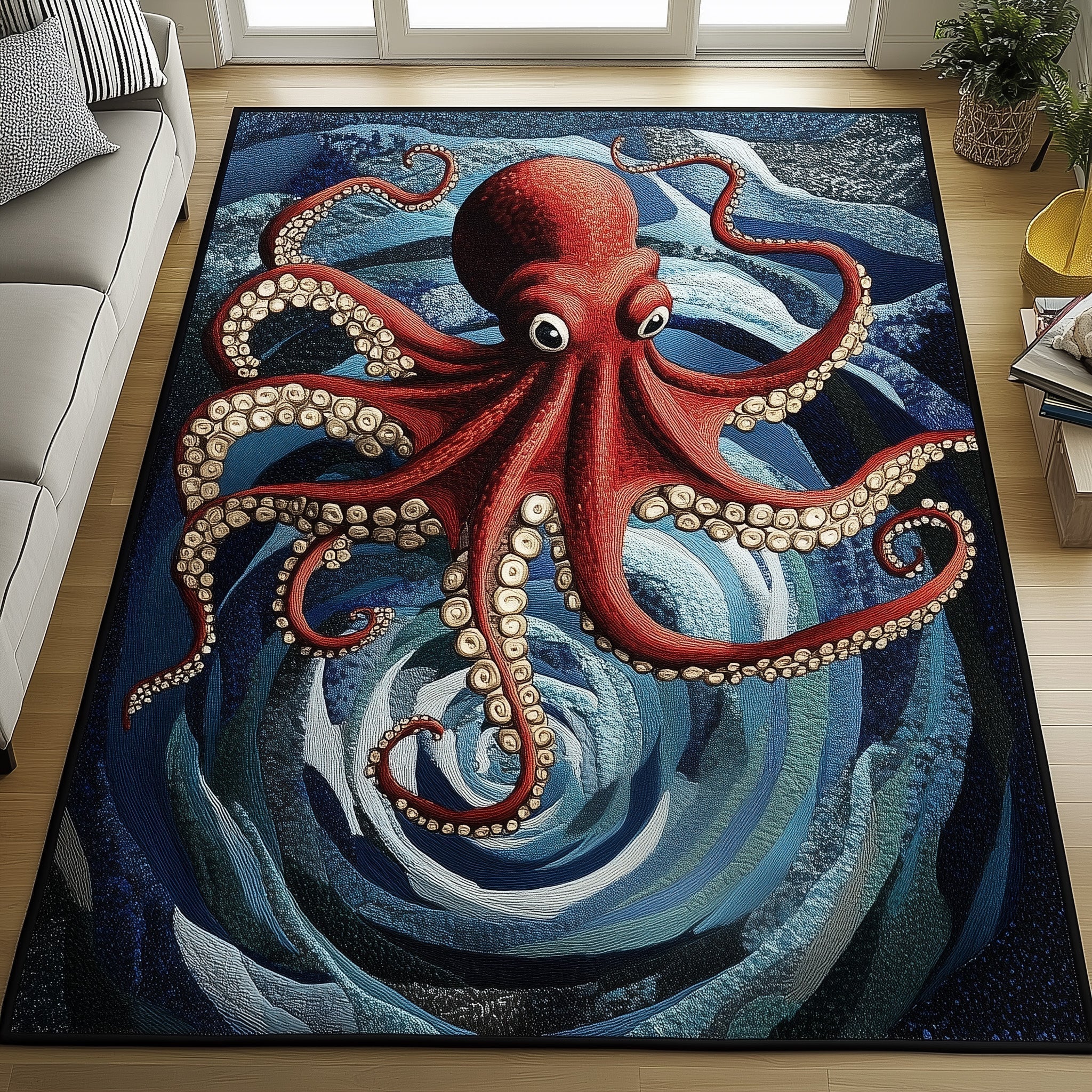 Deep Sea Tentacle Area Rug - Non-Slip Washable 3D Print Rug for Living Room & BedroomTVC2108225