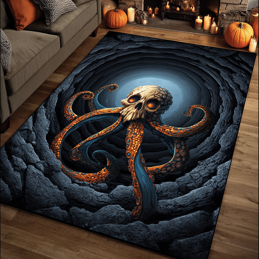 Deepsea Octopus Skull Area Rug - Non-Slip Washable 3D Print Rug for Living Room & BedroomTVC2108338