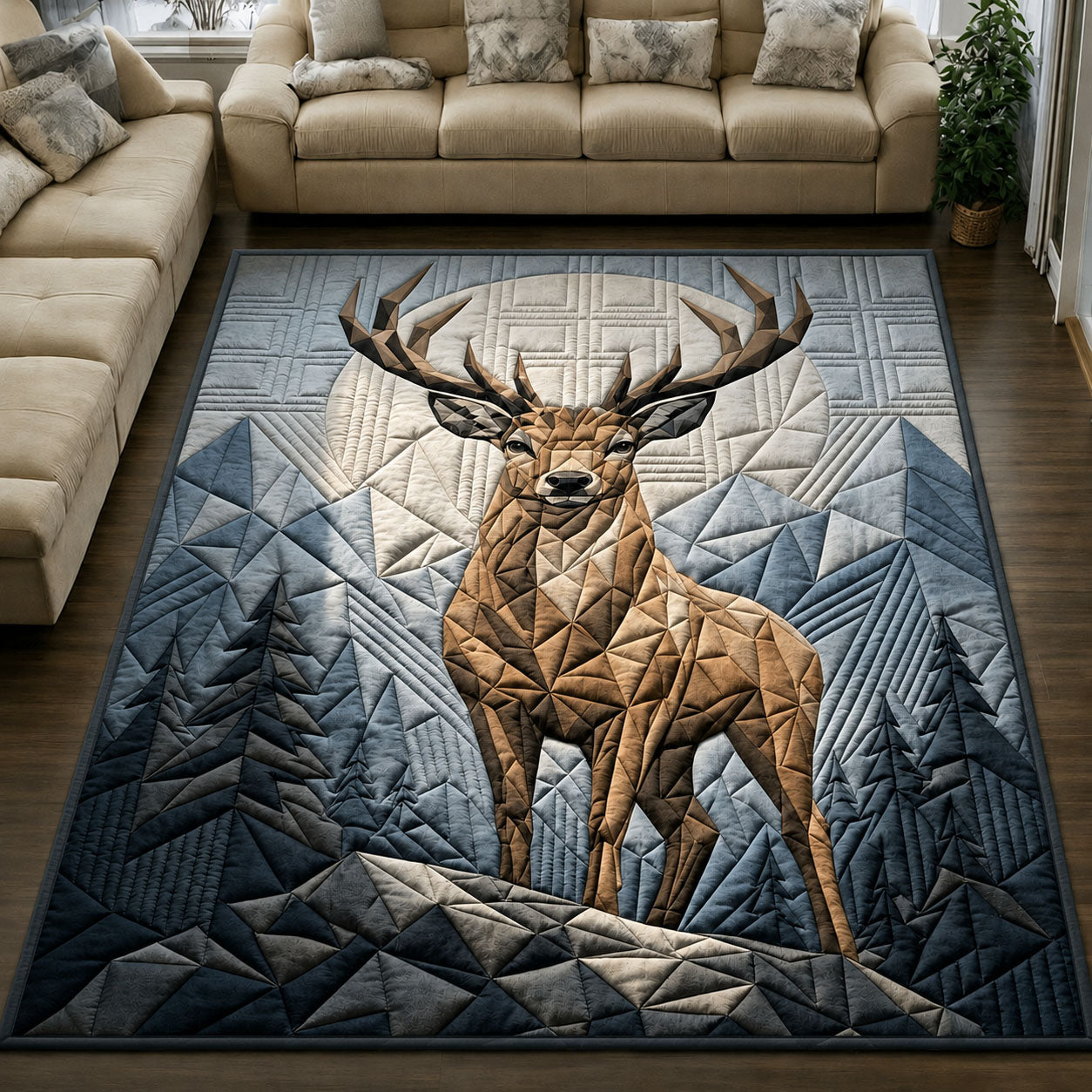 Deer Area Rug - Non-Slip Washable 3D Print Rug for Living Room & BedroomTVC2108422