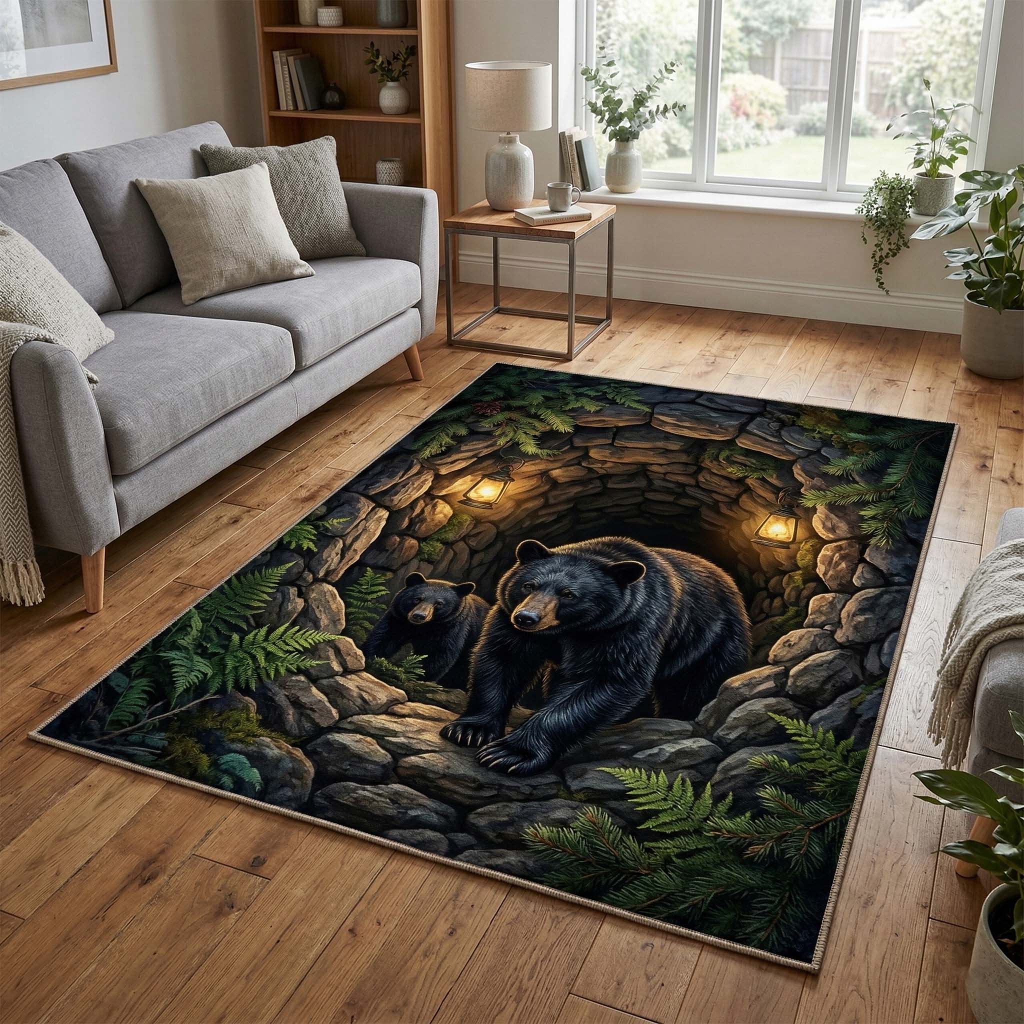 Den Bears Area Rug - Non-Slip Washable 3D Print Rug for Living Room & BedroomTVC2108422